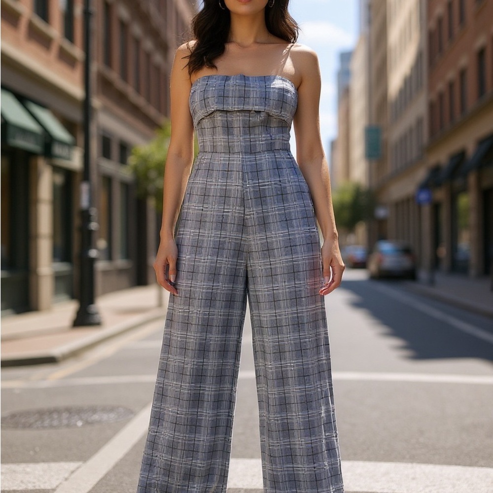 🌺NWT🌺 Express Gray Plaid Jumpsuit